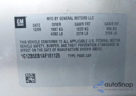 2010 Chevrolet Malibu Ls from USA, damaged, VIN 1G1ZB5EB1AF181125